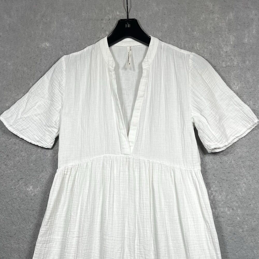 Anthropologie Dress XXS White Gauze Tiered Babydoll Cottage Core Short Sleeve - Picture 3 of 12